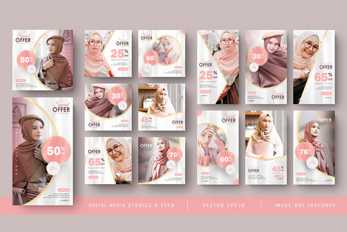 قالب رایگان پست و استوری اینستاگرام Eps لایه باز مناسب برای استفاده مزون ها و فروشگاه های لباس زنانه